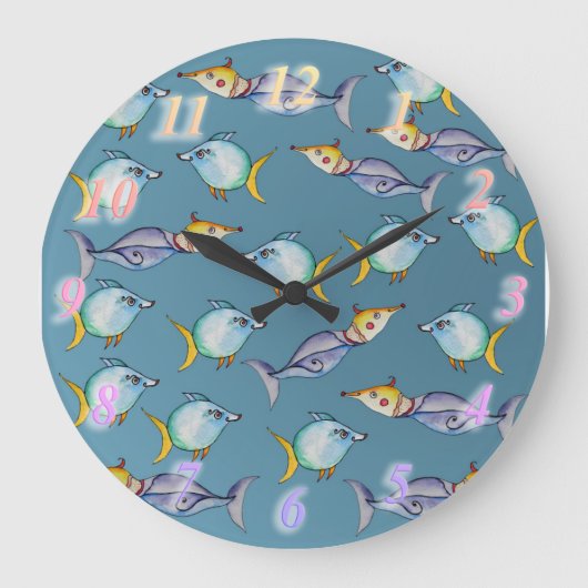 風変わりな魚 ラージ壁時計 (正面)