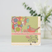 風変わりな鳥のカップルのシャワーの招待状の結婚 招待状 (スタンド正面)