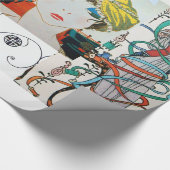 風変わりな鳥、アールデコ美しいファッションの衣装 ラッピングペーパー (角)