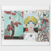 風変わりな鳥、アールデコ美しいファッションの衣装 ラッピングペーパー (フラット)