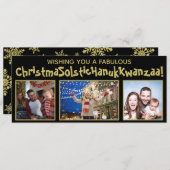 風変わりな 政治的に正しい 3 枚の写真 ブラック&ゴールド シーズンカード (正面/裏面)