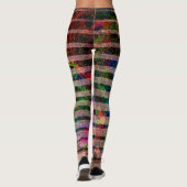風変わりカラフルストライプとスクラッチされた小さな正方形 レギンス (裏面)