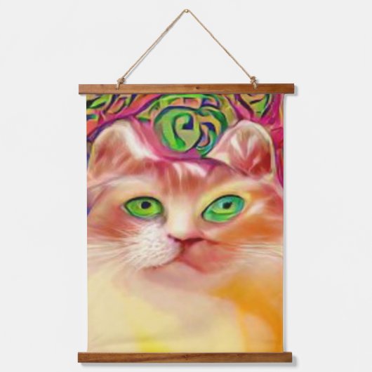 風変わりサイケデリックかっこいカッツ10 吊り下げ型タペストリー (正面)