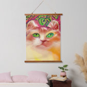 風変わりサイケデリックかっこいカッツ10 吊り下げ型タペストリー (寝室)