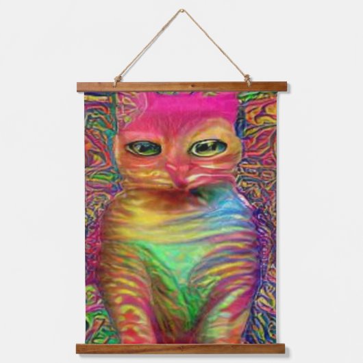 風変わりサイケデリックかっこいカッツ13 吊り下げ型タペストリー (正面)