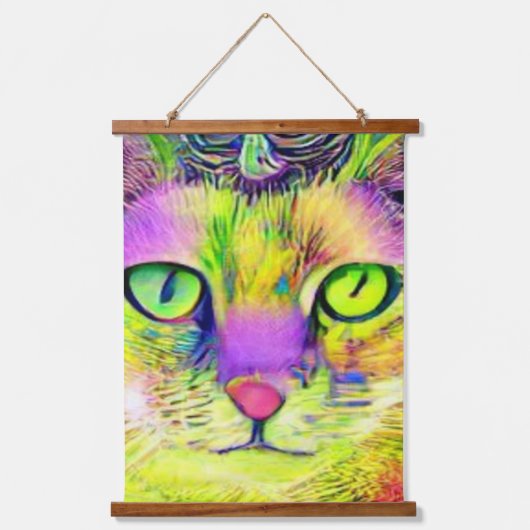 風変わりサイケデリックかっこいカッツ15 吊り下げ型タペストリー (正面)