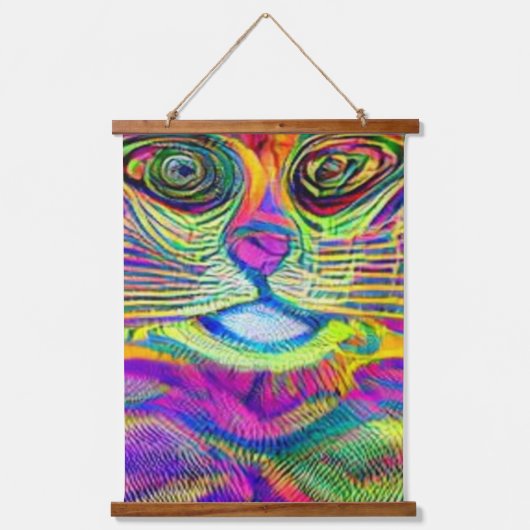 風変わりサイケデリックかっこいカッツ17 吊り下げ型タペストリー (正面)