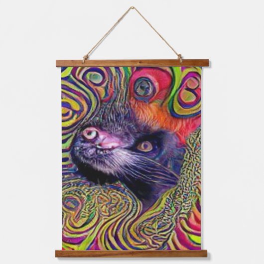 風変わりサイケデリックかっこいカッツ19 吊り下げ型タペストリー (正面)