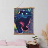 風変わりサイケデリックかっこいカッツ21 吊り下げ型タペストリー (寝室)