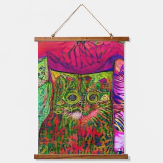 風変わりサイケデリックかっこいカッツ22 吊り下げ型タペストリー (正面)
