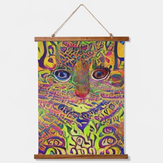 風変わりサイケデリックかっこいカッツ24 吊り下げ型タペストリー (正面)