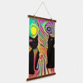 風変わりサイケデリックかっこいカッツ2 吊り下げ型タペストリー (傾斜あり)