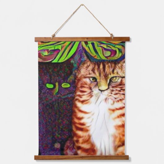 風変わりサイケデリックかっこいkatz 16 吊り下げ型タペストリー (正面)