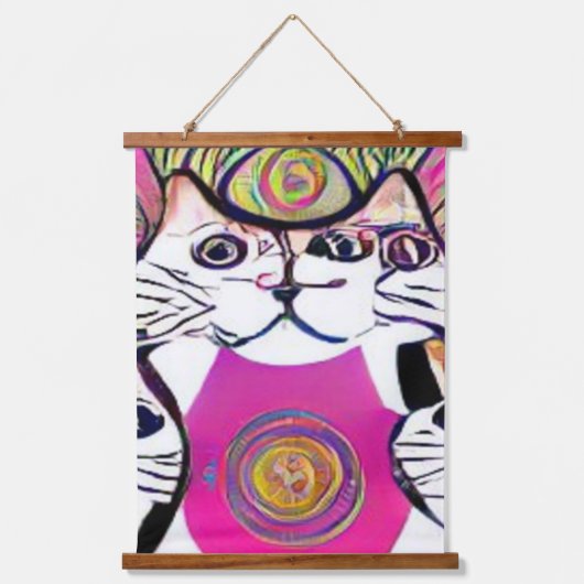 風変わりサイケデリックかっこいkatz 5 吊り下げ型タペストリー (正面)