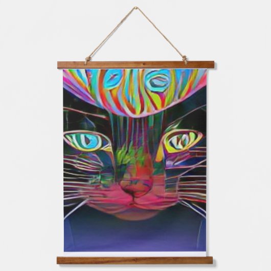 風変わりサイケデリックかっこいkatz 8 吊り下げ型タペストリー (正面)