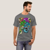 風変わりサイケデリックカラフルエイリアンの目の叫び Tシャツ (正面フル)
