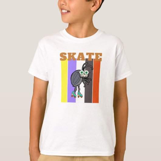 風変わりスケートで滑るバグ Tシャツ (正面)