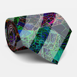 風変わりストライプカラフルの奇妙な線と正方形 ネクタイ