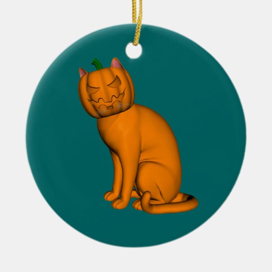 風変わりハロウィン猫 セラミックオーナメント (正面)