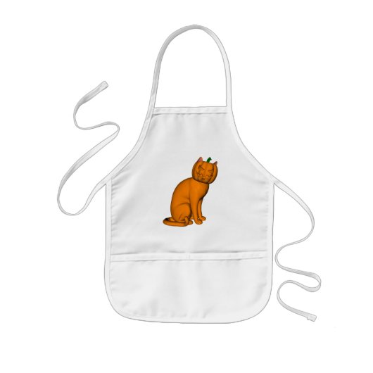 風変わりハロウィン猫 子供用エプロン (正面)