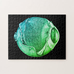 風変わりヴィンテージ眼球詳細スケッチ緑 ジグソーパズル