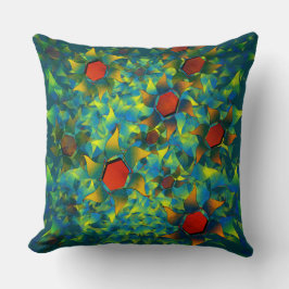 風変わり仮想の花、濃いシアンの上に燃えた花びら クッション