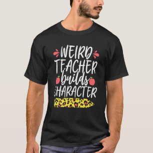 風変わり先生ビルドキャラクターレオパード鉛筆茶 Tシャツ