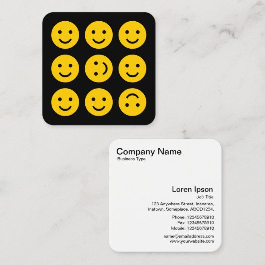 風変わり絵文字 – 黒のオレンジ スクエア名刺 (正面/裏面)