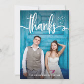 風変わり2つの写真の結婚式が感謝していしている|を魅了すれば サンキューカード (正面)