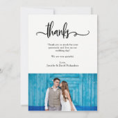 風変わり2つの写真の結婚式が感謝していしている|を魅了すれば サンキューカード (裏面)