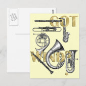 風得風おもしろい楽器選手のギフト ポストカード (正面/裏面)