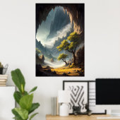 風景と大きな洞窟 ポスター (ホームオフィス)