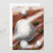 風景と川の上に浮かんでいるアート復活祭の卵 シーズンカード (正面/裏面)