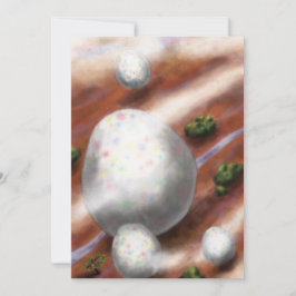 風景と川の上に浮かんでいるアート復活祭の卵 シーズンカード