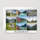 風景と文字:コラージュの「ノルウェー」 ポストカード (正面/裏面)
