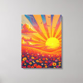 風景に照らされた輝くお洒落夕日 キャンバスプリント (正面)