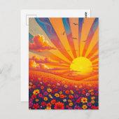 風景に照らされた輝くお洒落夕日 ポストカード (正面/裏面)