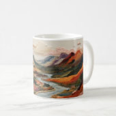 風景のキルト刺しゅうデザイン。 コーヒーマグカップ (正面右)