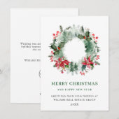 風景のホリーデコレーション - 松の森のクリスマス シーズンカード (正面/裏面)