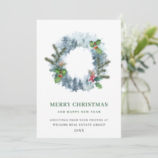風景のリースの休暇の企業の挨拶 シーズンカード (スタンド正面)