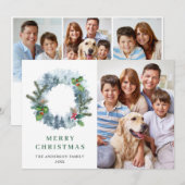 風景のリース クリスマス フォレスト 4 フォト グリーティング (正面/裏面)