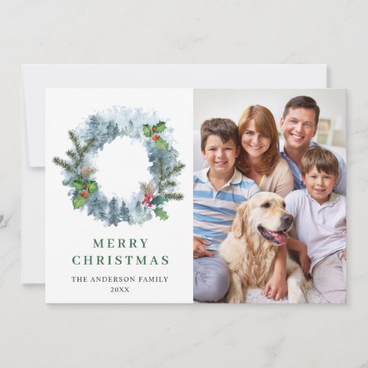 風景のリース クリスマス フォレスト 4 写真の挨拶 (正面)