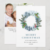 風景のリース クリスマス ホーリー ベリー グリーティング (正面/裏面)