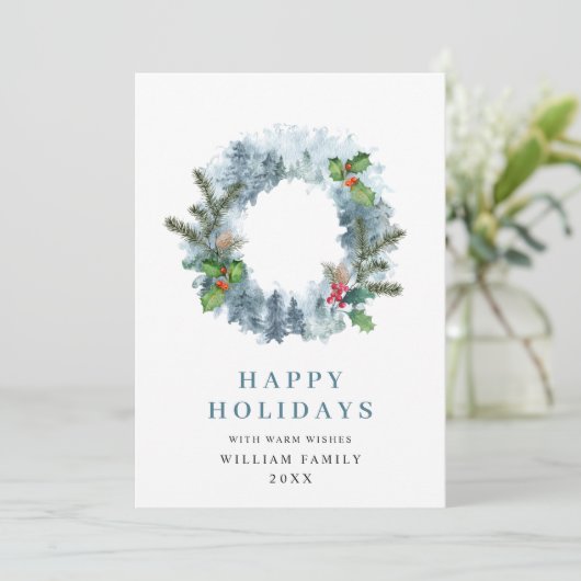 風景のリース ホリデー クリスマスパーティーの挨拶 シーズンカード (スタンド正面)