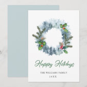 風景のリース ホリデー クリスマス ベリー グリーティング (正面/裏面)