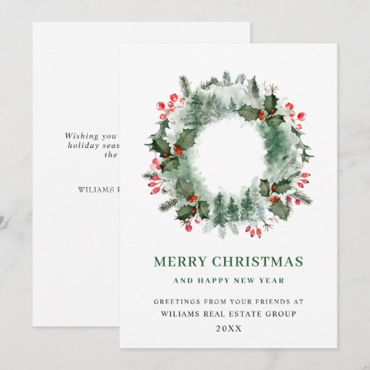 風景のリース ホーリー ベリー 松林 クリスマス (正面/裏面)