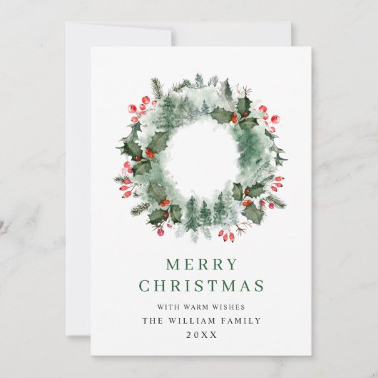 風景のリース ホーリー ベリー 松林 クリスマス (正面)