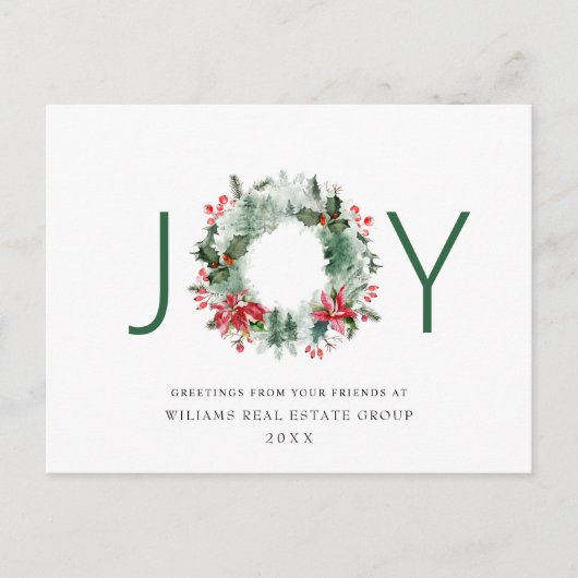 風景のリース ホーリー ベリー 松林 クリスマス ポストカード (正面)