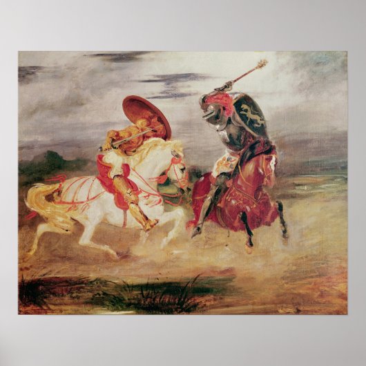 風景の中で戦う2つの騎士, c.1824 ポスター (正面)