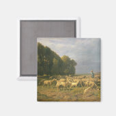 風景の中で羊の群れ マグネット (正面/裏面)